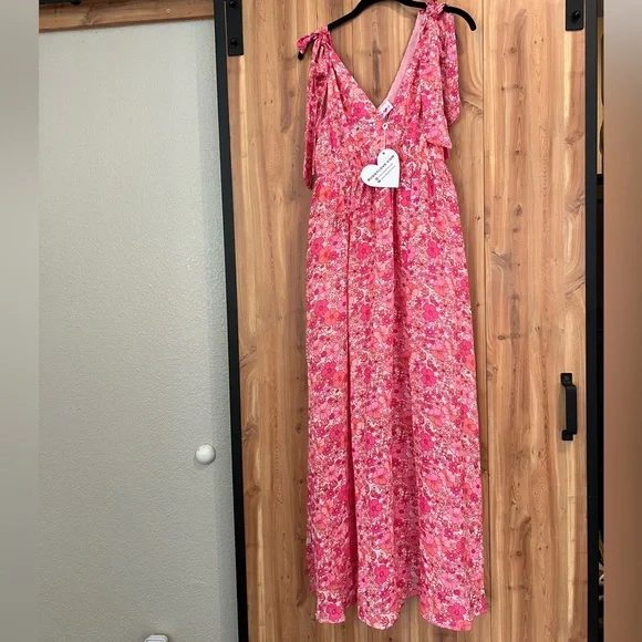 Buddy Love Meme Maxi Dress Tie Shoulder Medium NWT - Picture 3 of 12